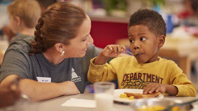 Child eating at preschool